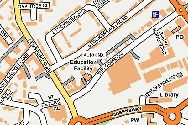 AL10 0NX map - OS OpenMap – Local (Ordnance Survey) AL10 0NX map - OS OpenMap – Local (Ordnance Survey)