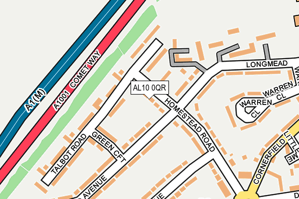 AL10 0QR map - OS OpenMap – Local (Ordnance Survey) AL10 0QR map - OS OpenMap – Local (Ordnance Survey)
