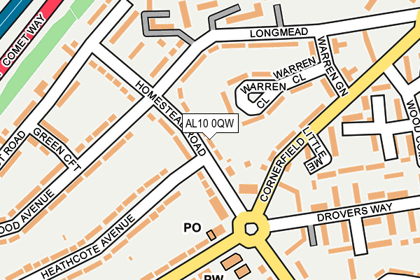 AL10 0QW map - OS OpenMap – Local (Ordnance Survey) AL10 0QW map - OS OpenMap – Local (Ordnance Survey)