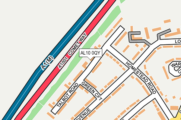 AL10 0QY map - OS OpenMap – Local (Ordnance Survey) AL10 0QY map - OS OpenMap – Local (Ordnance Survey)
