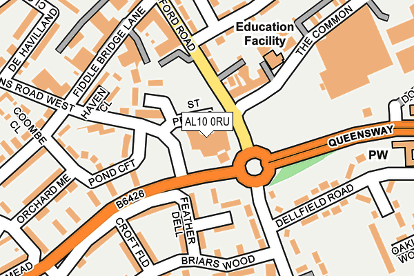 AL10 0RU map - OS OpenMap – Local (Ordnance Survey) AL10 0RU map - OS OpenMap – Local (Ordnance Survey)