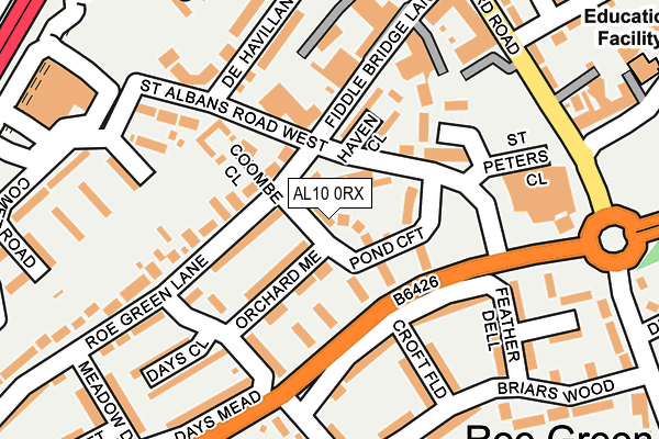 AL10 0RX map - OS OpenMap – Local (Ordnance Survey) AL10 0RX map - OS OpenMap – Local (Ordnance Survey)