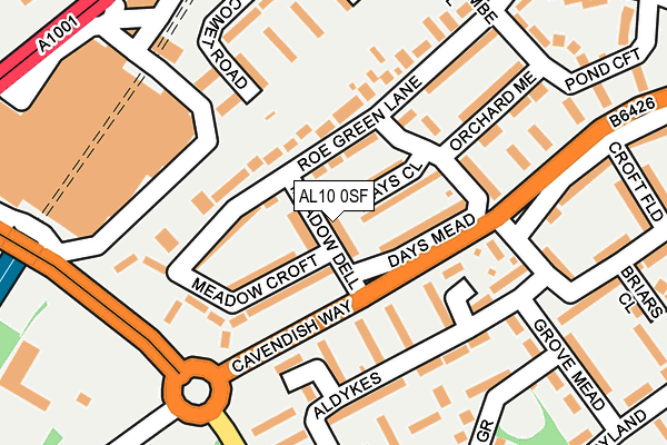 AL10 0SF map - OS OpenMap – Local (Ordnance Survey) AL10 0SF map - OS OpenMap – Local (Ordnance Survey)
