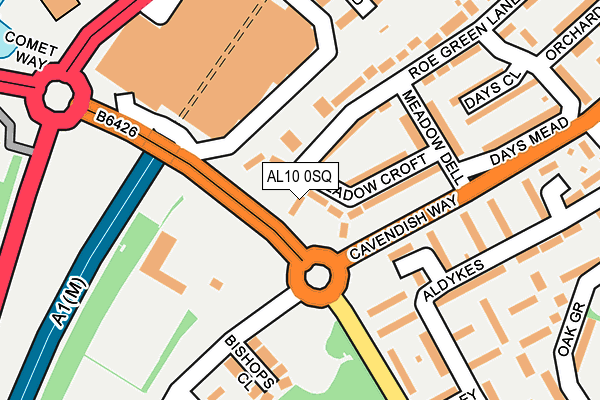 AL10 0SQ map - OS OpenMap – Local (Ordnance Survey) AL10 0SQ map - OS OpenMap – Local (Ordnance Survey)