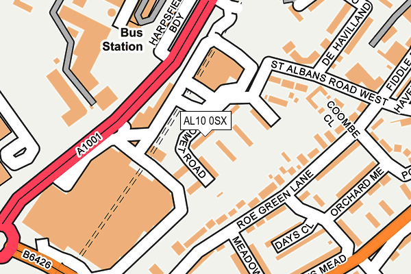 AL10 0SX map - OS OpenMap – Local (Ordnance Survey) AL10 0SX map - OS OpenMap – Local (Ordnance Survey)