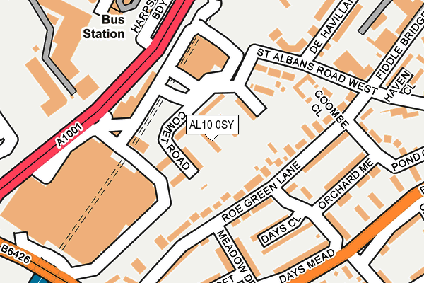 AL10 0SY map - OS OpenMap – Local (Ordnance Survey) AL10 0SY map - OS OpenMap – Local (Ordnance Survey)