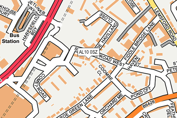 AL10 0SZ map - OS OpenMap – Local (Ordnance Survey) AL10 0SZ map - OS OpenMap – Local (Ordnance Survey)