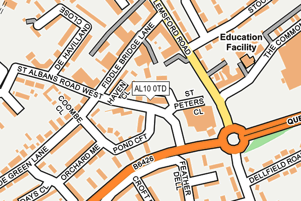 AL10 0TD map - OS OpenMap – Local (Ordnance Survey) AL10 0TD map - OS OpenMap – Local (Ordnance Survey)