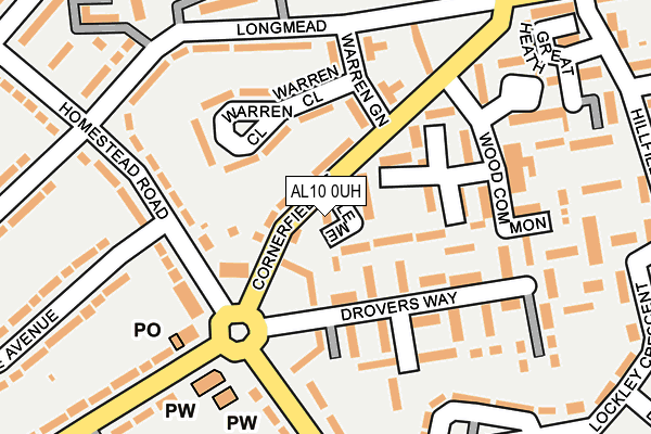 AL10 0UH map - OS OpenMap – Local (Ordnance Survey) AL10 0UH map - OS OpenMap – Local (Ordnance Survey)