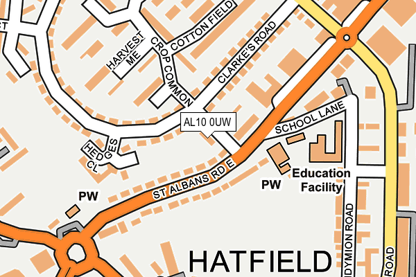 AL10 0UW map - OS OpenMap – Local (Ordnance Survey) AL10 0UW map - OS OpenMap – Local (Ordnance Survey)