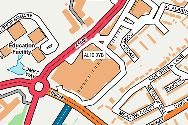 AL10 0YB map - OS OpenMap – Local (Ordnance Survey) AL10 0YB map - OS OpenMap – Local (Ordnance Survey)