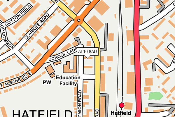 AL10 8AU map - OS OpenMap – Local (Ordnance Survey) AL10 8AU map - OS OpenMap – Local (Ordnance Survey)