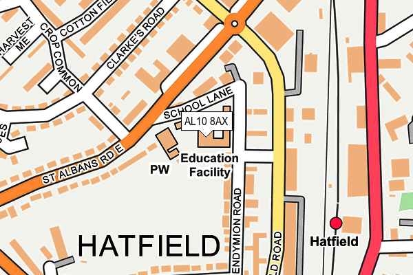 AL10 8AX map - OS OpenMap – Local (Ordnance Survey)