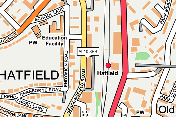 AL10 8BB map - OS OpenMap – Local (Ordnance Survey) AL10 8BB map - OS OpenMap – Local (Ordnance Survey)