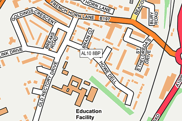 AL10 8BP map - OS OpenMap – Local (Ordnance Survey) AL10 8BP map - OS OpenMap – Local (Ordnance Survey)