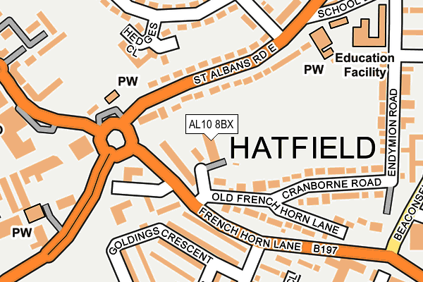 AL10 8BX map - OS OpenMap – Local (Ordnance Survey) AL10 8BX map - OS OpenMap – Local (Ordnance Survey)