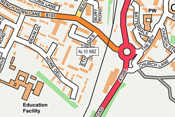 AL10 8BZ map - OS OpenMap – Local (Ordnance Survey) AL10 8BZ map - OS OpenMap – Local (Ordnance Survey)