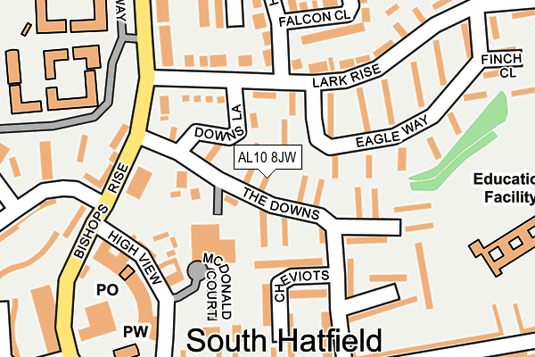AL10 8JW map - OS OpenMap – Local (Ordnance Survey) AL10 8JW map - OS OpenMap – Local (Ordnance Survey)