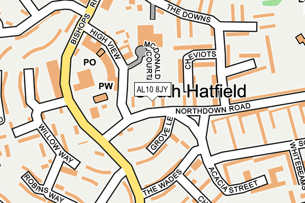 AL10 8JY map - OS OpenMap – Local (Ordnance Survey) AL10 8JY map - OS OpenMap – Local (Ordnance Survey)