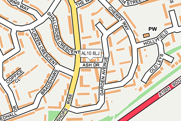 AL10 8LJ map - OS OpenMap – Local (Ordnance Survey) AL10 8LJ map - OS OpenMap – Local (Ordnance Survey)