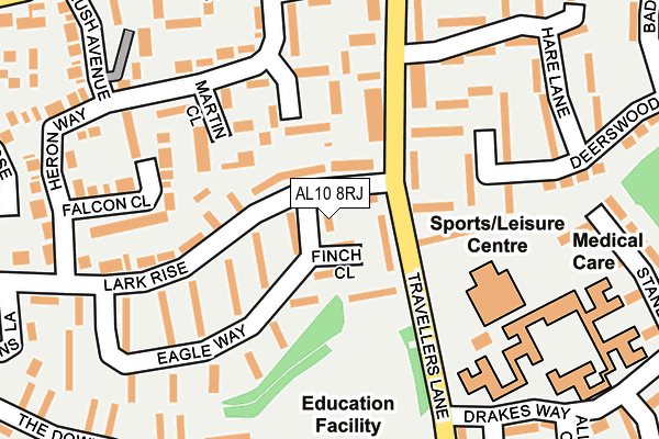 AL10 8RJ map - OS OpenMap – Local (Ordnance Survey) AL10 8RJ map - OS OpenMap – Local (Ordnance Survey)