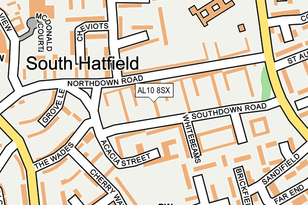 AL10 8SX map - OS OpenMap – Local (Ordnance Survey) AL10 8SX map - OS OpenMap – Local (Ordnance Survey)