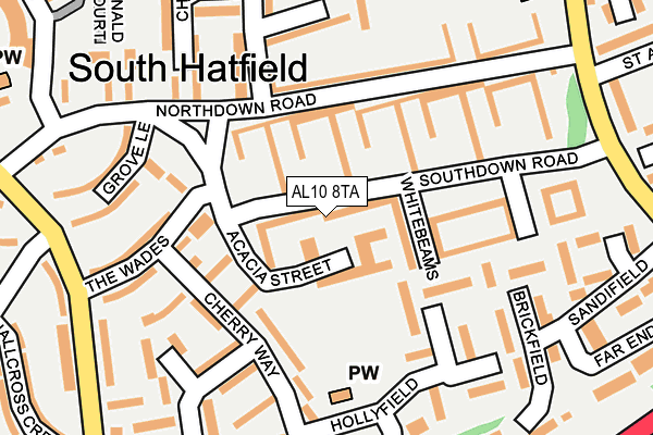 AL10 8TA map - OS OpenMap – Local (Ordnance Survey) AL10 8TA map - OS OpenMap – Local (Ordnance Survey)