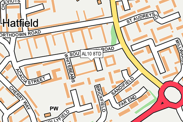 AL10 8TD map - OS OpenMap – Local (Ordnance Survey) AL10 8TD map - OS OpenMap – Local (Ordnance Survey)