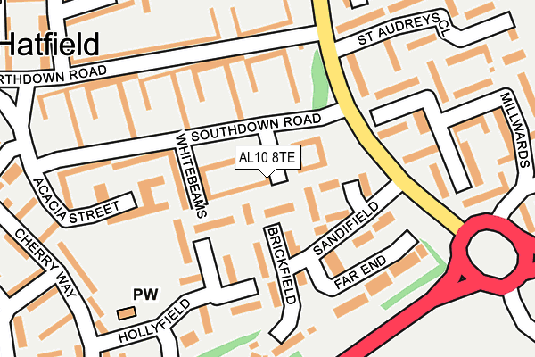 AL10 8TE map - OS OpenMap – Local (Ordnance Survey) AL10 8TE map - OS OpenMap – Local (Ordnance Survey)