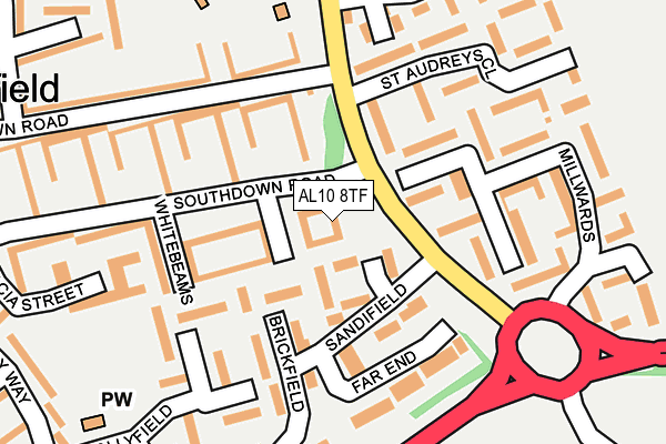 AL10 8TF map - OS OpenMap – Local (Ordnance Survey) AL10 8TF map - OS OpenMap – Local (Ordnance Survey)