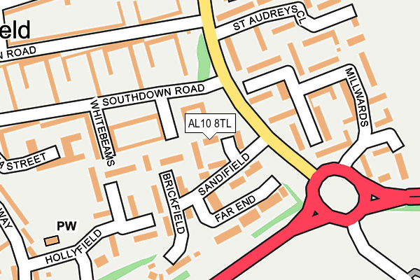 AL10 8TL map - OS OpenMap – Local (Ordnance Survey) AL10 8TL map - OS OpenMap – Local (Ordnance Survey)