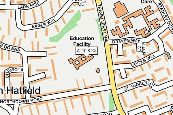 AL10 8TQ map - OS OpenMap – Local (Ordnance Survey) AL10 8TQ map - OS OpenMap – Local (Ordnance Survey)