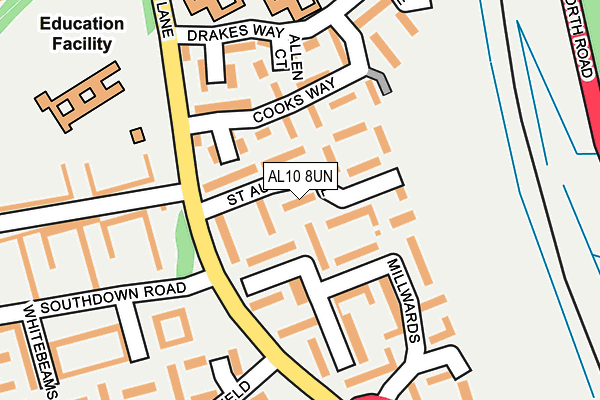 AL10 8UN map - OS OpenMap – Local (Ordnance Survey) AL10 8UN map - OS OpenMap – Local (Ordnance Survey)