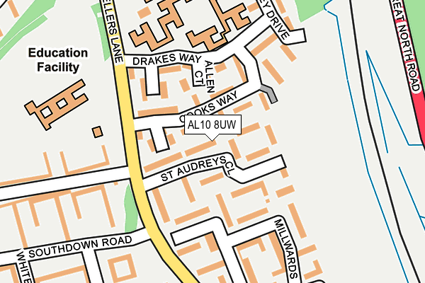 AL10 8UW map - OS OpenMap – Local (Ordnance Survey) AL10 8UW map - OS OpenMap – Local (Ordnance Survey)