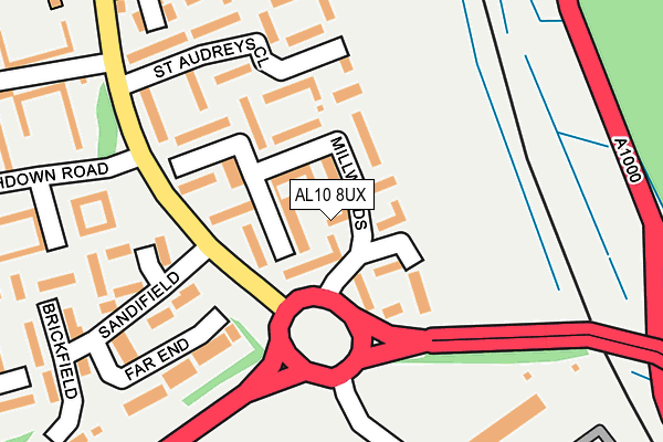 AL10 8UX map - OS OpenMap – Local (Ordnance Survey) AL10 8UX map - OS OpenMap – Local (Ordnance Survey)
