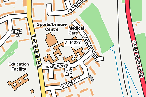 AL10 8XY map - OS OpenMap – Local (Ordnance Survey) AL10 8XY map - OS OpenMap – Local (Ordnance Survey)