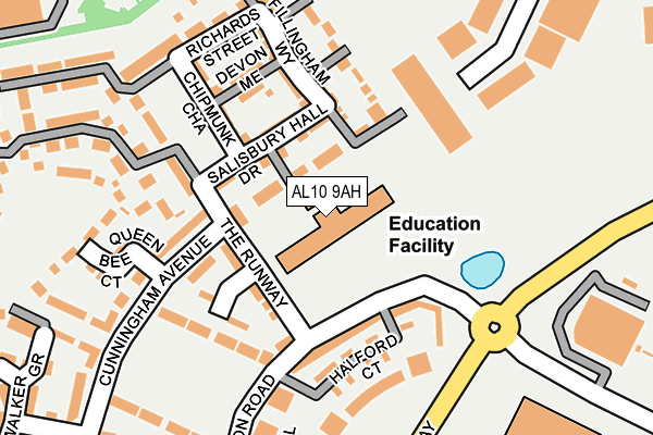 AL10 9AH map - OS OpenMap – Local (Ordnance Survey) AL10 9AH map - OS OpenMap – Local (Ordnance Survey)