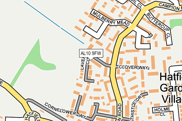 AL10 9FW map - OS OpenMap – Local (Ordnance Survey) AL10 9FW map - OS OpenMap – Local (Ordnance Survey)