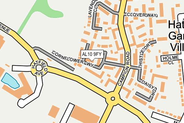 AL10 9FY map - OS OpenMap – Local (Ordnance Survey) AL10 9FY map - OS OpenMap – Local (Ordnance Survey)