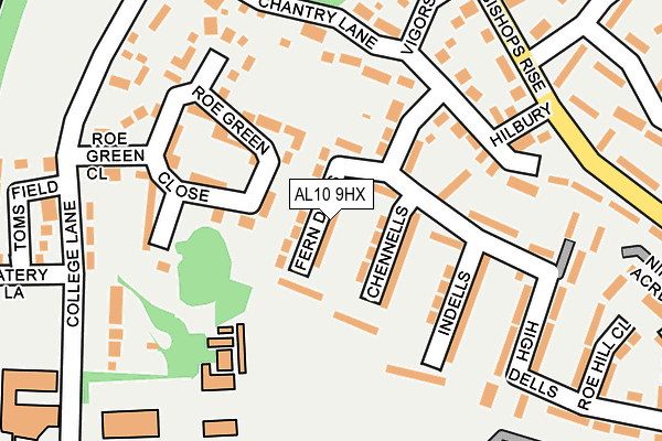 AL10 9HX map - OS OpenMap – Local (Ordnance Survey) AL10 9HX map - OS OpenMap – Local (Ordnance Survey)