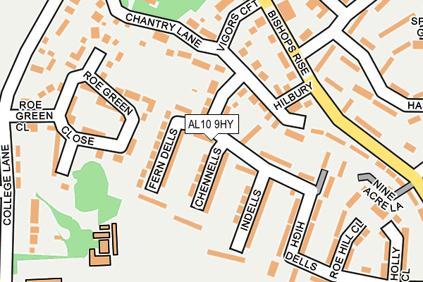 AL10 9HY map - OS OpenMap – Local (Ordnance Survey) AL10 9HY map - OS OpenMap – Local (Ordnance Survey)