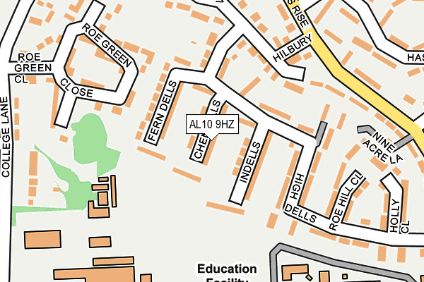 AL10 9HZ map - OS OpenMap – Local (Ordnance Survey) AL10 9HZ map - OS OpenMap – Local (Ordnance Survey)