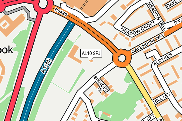 AL10 9PJ map - OS OpenMap – Local (Ordnance Survey) AL10 9PJ map - OS OpenMap – Local (Ordnance Survey)