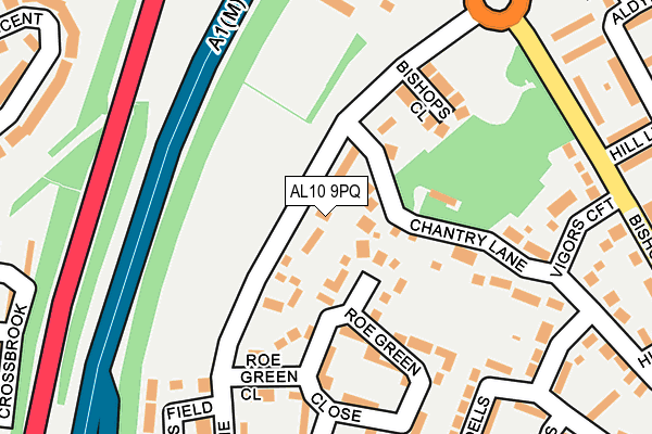 AL10 9PQ map - OS OpenMap – Local (Ordnance Survey) AL10 9PQ map - OS OpenMap – Local (Ordnance Survey)