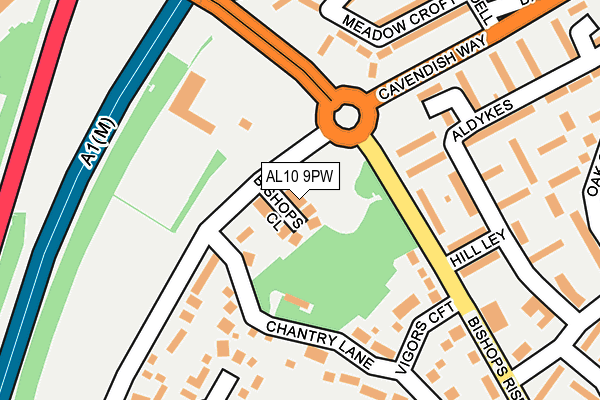AL10 9PW map - OS OpenMap – Local (Ordnance Survey) AL10 9PW map - OS OpenMap – Local (Ordnance Survey)