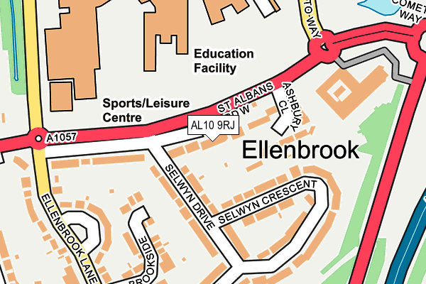 AL10 9RJ map - OS OpenMap – Local (Ordnance Survey) AL10 9RJ map - OS OpenMap – Local (Ordnance Survey)