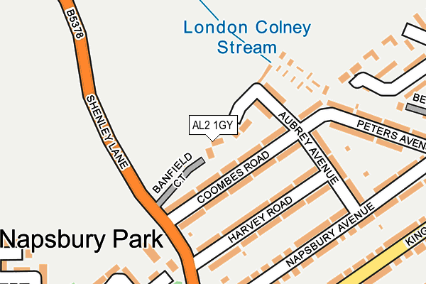 AL2 1GY map - OS OpenMap – Local (Ordnance Survey) AL2 1GY map - OS OpenMap – Local (Ordnance Survey)