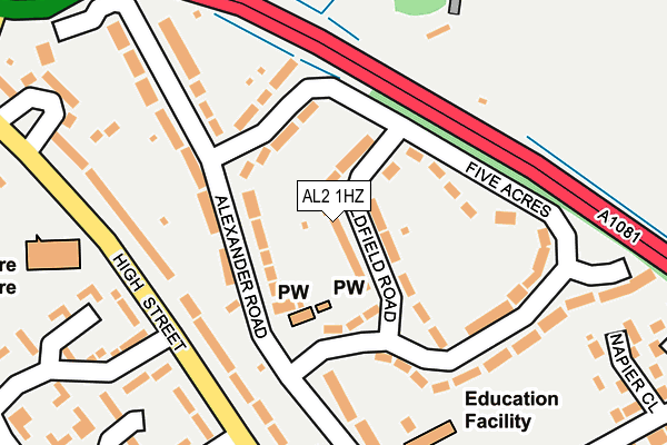 AL2 1HZ map - OS OpenMap – Local (Ordnance Survey) AL2 1HZ map - OS OpenMap – Local (Ordnance Survey)