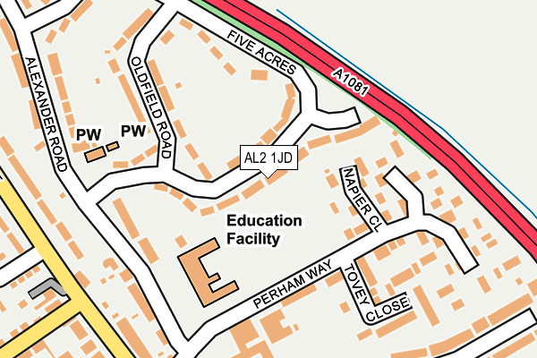AL2 1JD map - OS OpenMap – Local (Ordnance Survey) AL2 1JD map - OS OpenMap – Local (Ordnance Survey)