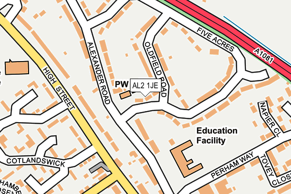 AL2 1JE map - OS OpenMap – Local (Ordnance Survey) AL2 1JE map - OS OpenMap – Local (Ordnance Survey)